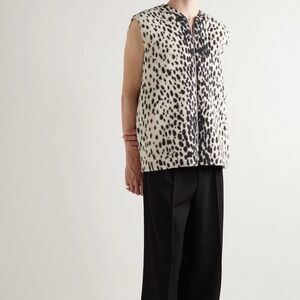 Jil Sander Cheetah Printed Wool Cotton Vest Gilet